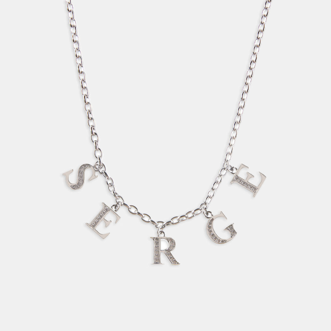 Silver Serge Alphabet Gem Necklace