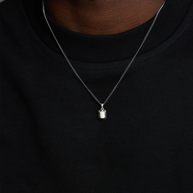 Silver Solid Gem Necklace - Serge DeNimes