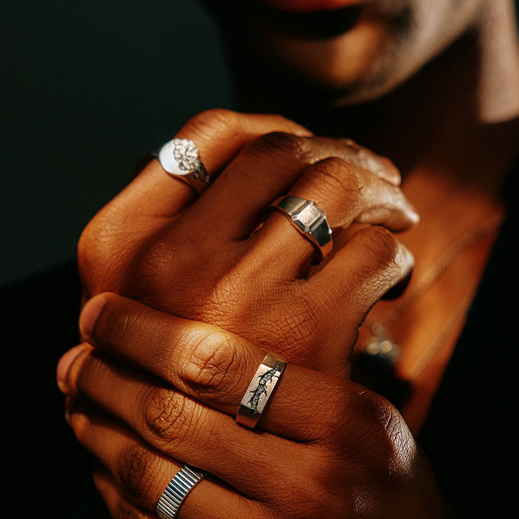 Silver Solid Gem Ring - Serge DeNimes