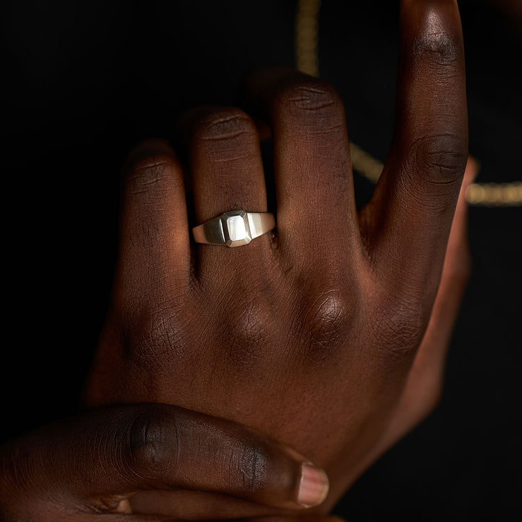 Silver Solid Gem Ring - Serge DeNimes