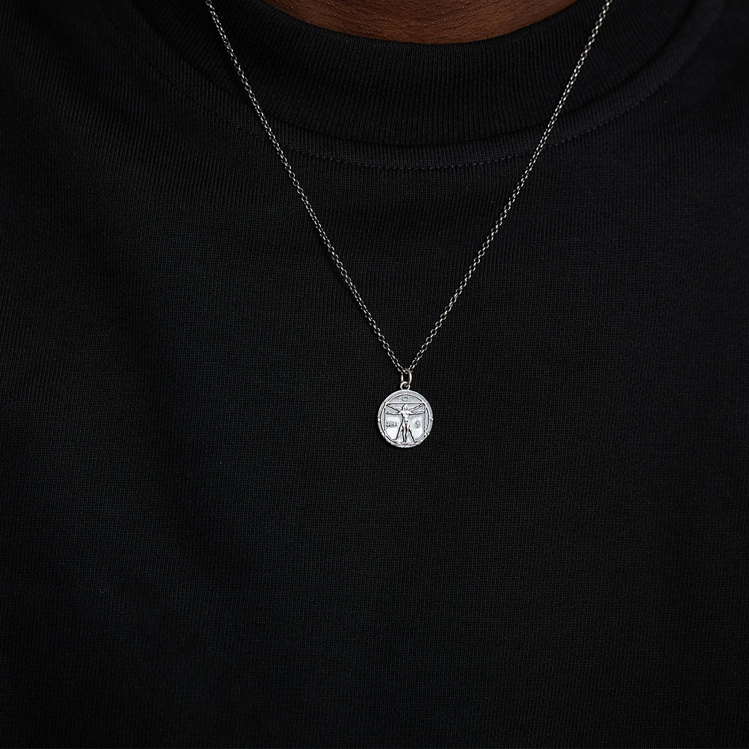 Silver Vitruvian Man Necklace