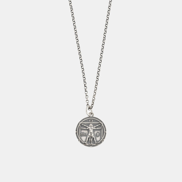 Silver Vitruvian Man Necklace