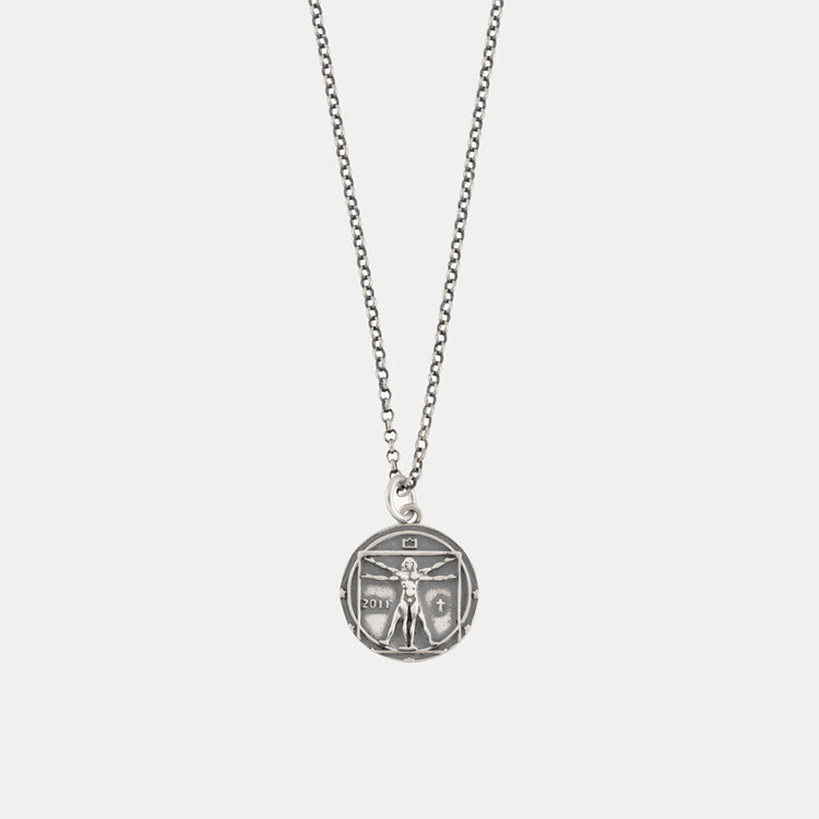 Silver Vitruvian Man Necklace